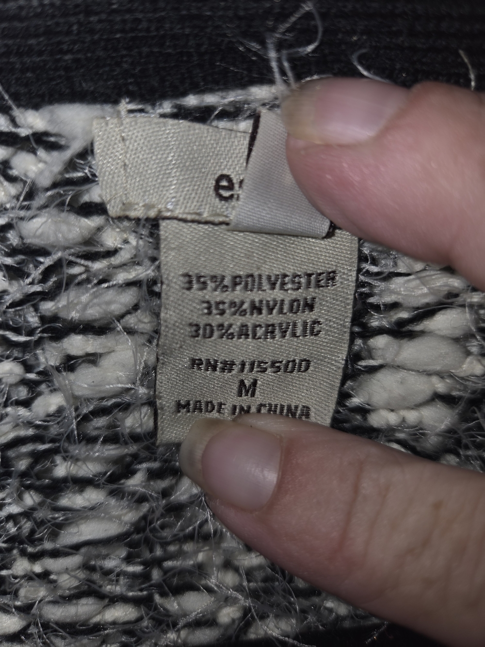 Women's Black and Cream Textured Cardigan - M